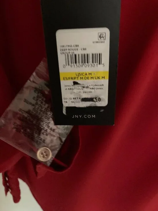 JONES NEW YORK WOMENS SIDE-BUTTON SHIRTTAIL DEEP ROUGE M  NWT - Picture 8 of 8